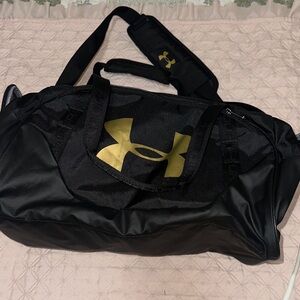 Under Armour Black Duffel Bag with Gold Logo